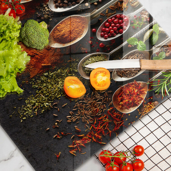 Induction hob protector Spoons with spices