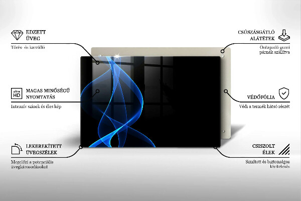 Induction hob protector Blue smoke lines