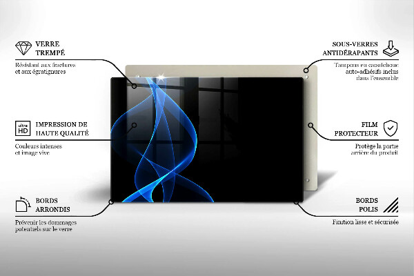 Induction hob protector Blue smoke lines