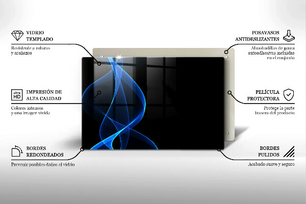 Induction hob protector Blue smoke lines