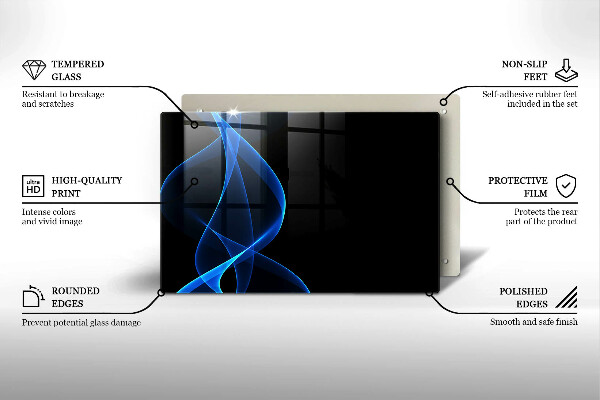 Induction hob protector Blue smoke lines