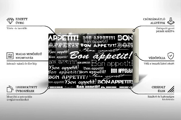 Induction hob cover Kitchen text Bon Appetit