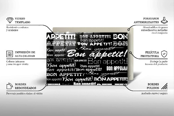 Induction hob cover Kitchen text Bon Appetit