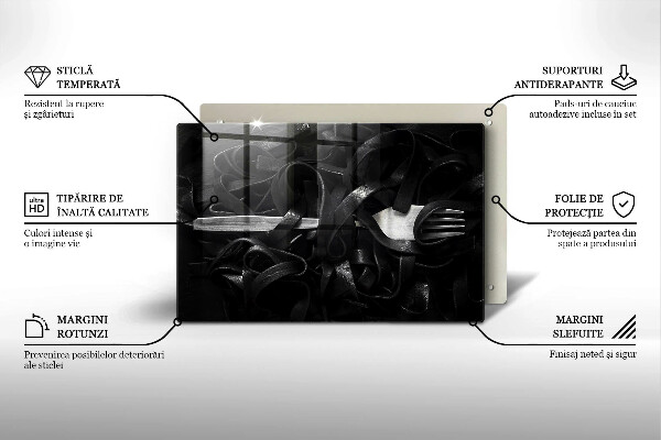 Work surface savers Black tagliatelle pasta