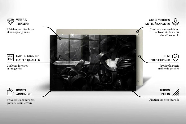 Work surface savers Black tagliatelle pasta