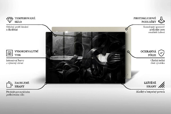 Work surface savers Black tagliatelle pasta