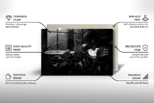 Work surface savers Black tagliatelle pasta