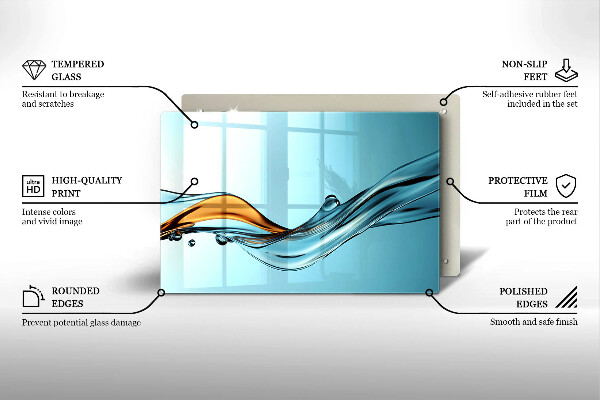 Work surface savers Water on a blue background