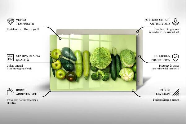 Work surface savers Green fruits and vegetables