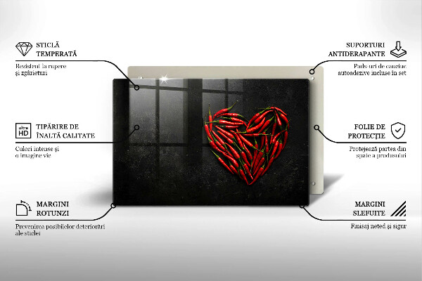 Worktop saver Chili peppers heart
