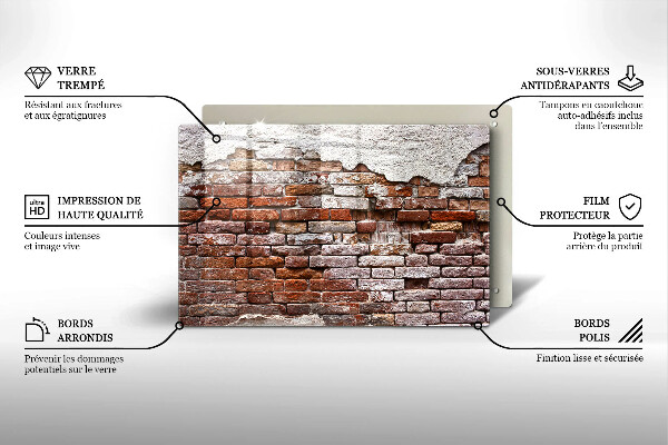 Induction hob cover Old wall of brick and concrete