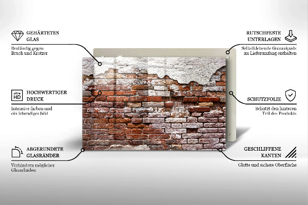 Induction hob cover Old wall of brick and concrete