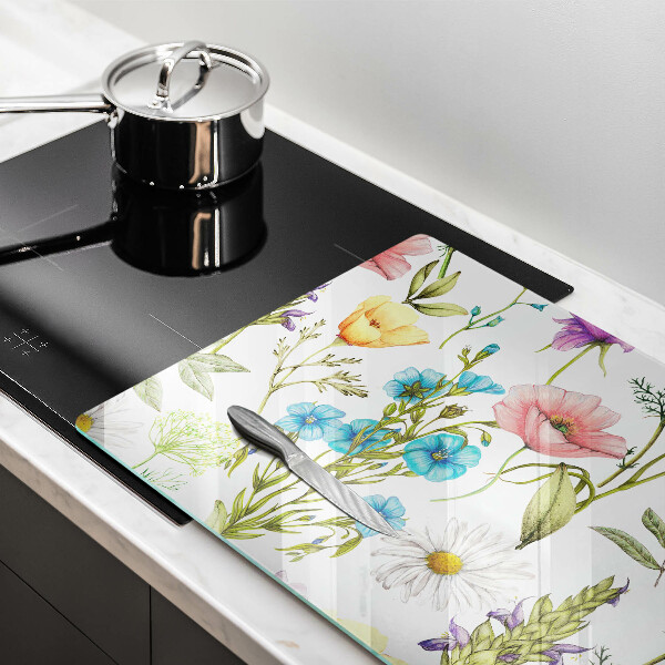 Induction hob protector Flowers illustration