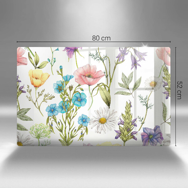 Induction hob protector Flowers illustration