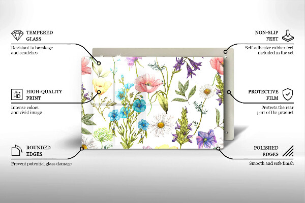 Induction hob protector Flowers illustration