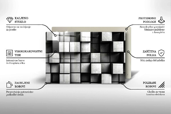 Induction hob cover 3D square abstraction