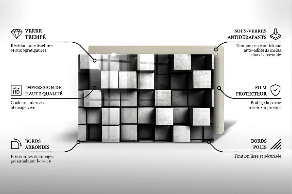 Induction hob cover 3D square abstraction