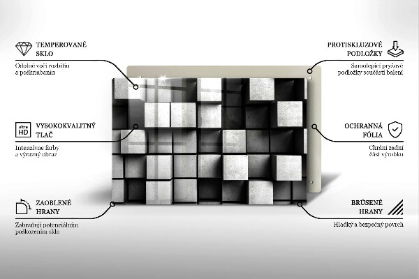 Induction hob cover 3D square abstraction