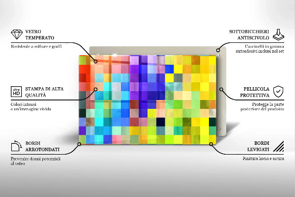 Induction hob protector Colorful squares pixels