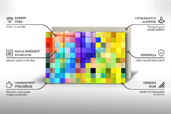 Induction hob protector Colorful squares pixels