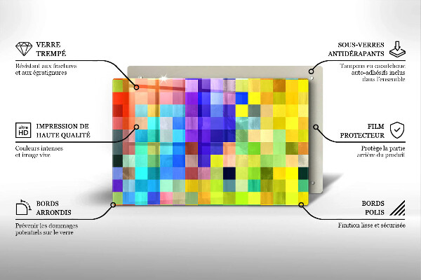 Induction hob protector Colorful squares pixels