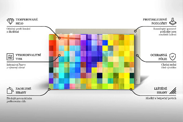 Induction hob protector Colorful squares pixels