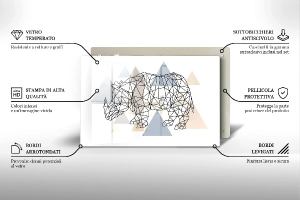 Induction hob protector Line-art rhino