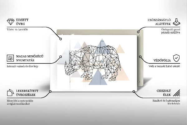 Induction hob protector Line-art rhino