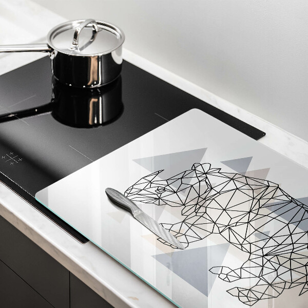 Induction hob protector Line-art rhino