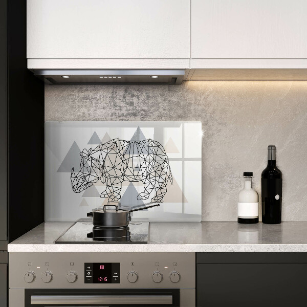 Induction hob protector Line-art rhino