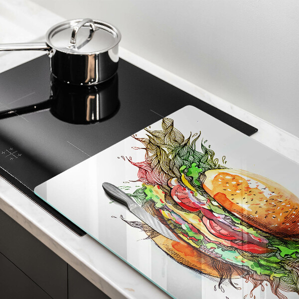 Induction hob cover Drawing hamburger