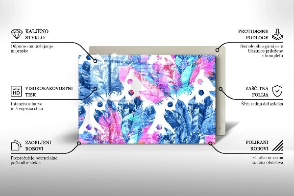 Induction hob protector Illustration of boho feathers