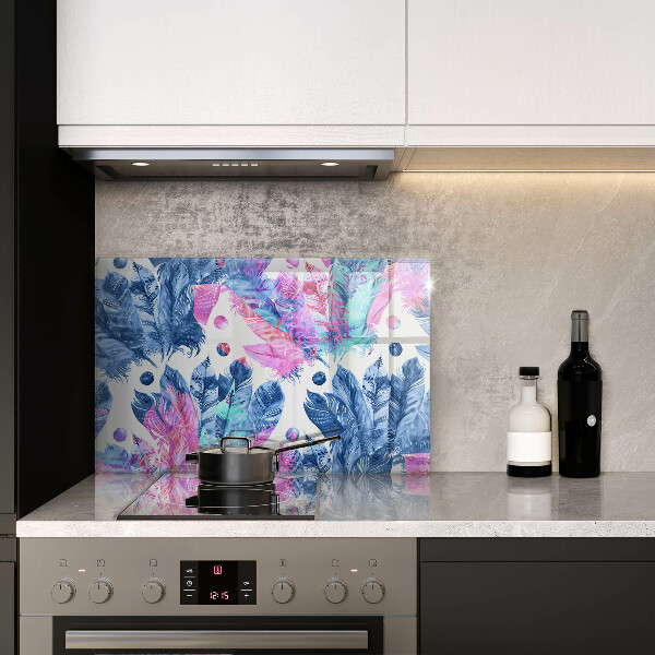 Induction hob protector Illustration of boho feathers