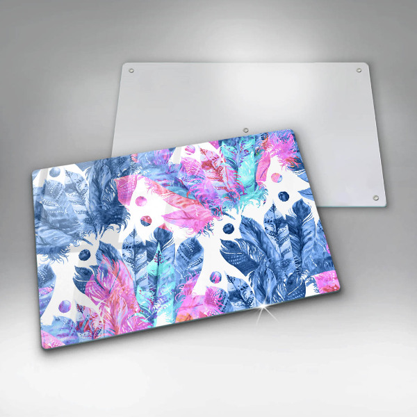 Induction hob protector Illustration of boho feathers