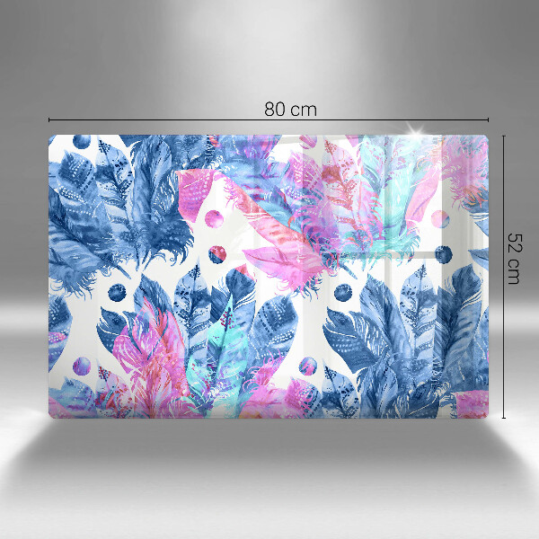 Induction hob protector Illustration of boho feathers