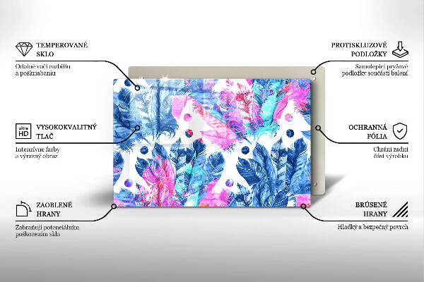 Induction hob protector Illustration of boho feathers