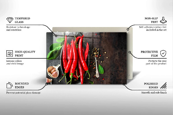 Induction hob protector Red chili peppers