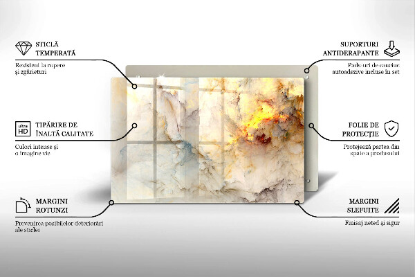 Induction hob protector Marble texture with gold