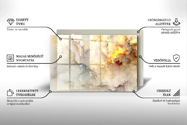 Induction hob protector Marble texture with gold