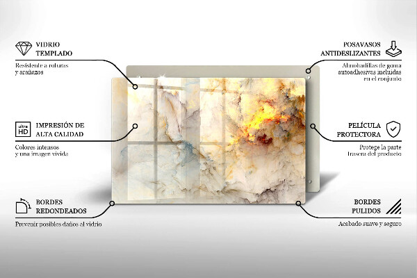 Induction hob protector Marble texture with gold