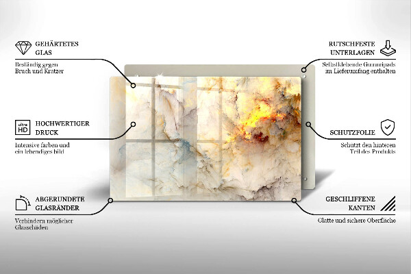 Induction hob protector Marble texture with gold