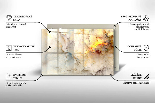 Induction hob protector Marble texture with gold