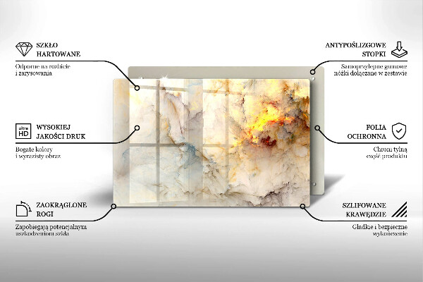 Induction hob protector Marble texture with gold