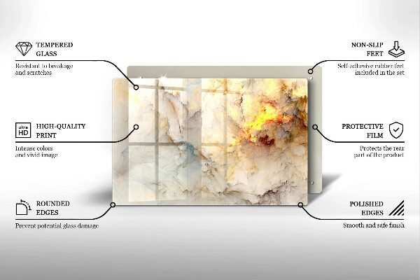 Induction hob protector Marble texture with gold