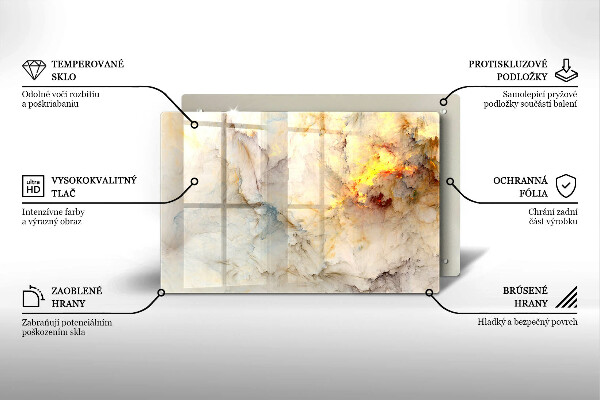 Induction hob protector Marble texture with gold