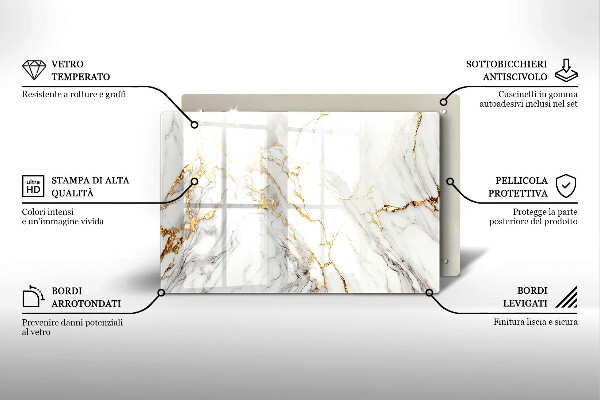Worktop saver Light marble with gold
