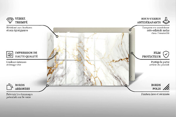 Worktop saver Light marble with gold