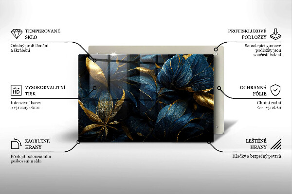 Induction hob protector Decorative leaves with gold