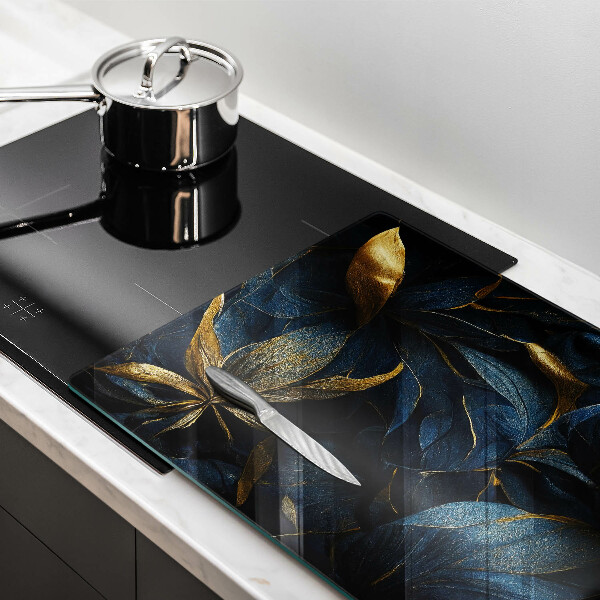 Induction hob protector Decorative leaves with gold