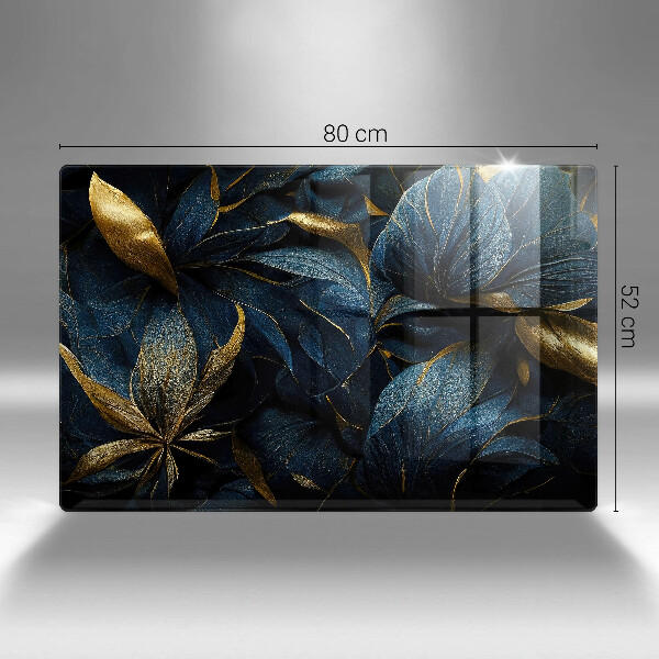 Induction hob protector Decorative leaves with gold